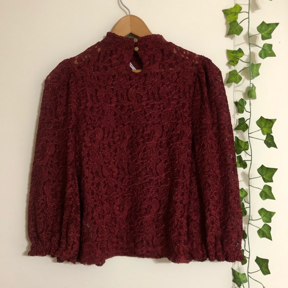 Free People Sweet Talker Lace Maroon Burgundy Top - Picture 5 of 8